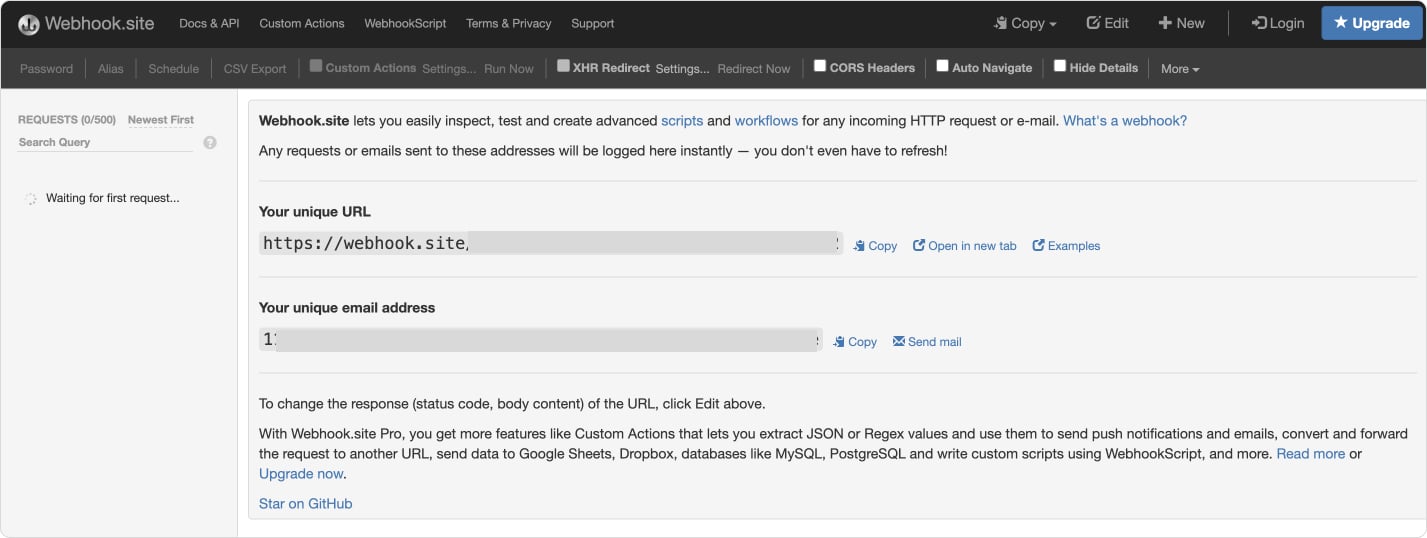 Сайт, где можно настроить и проверить вебхук