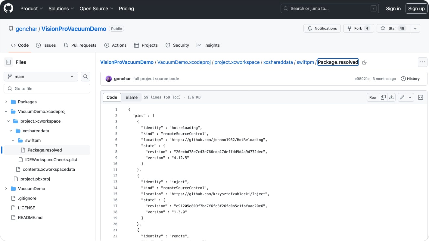 Фрагмент дизайн-кода Apple