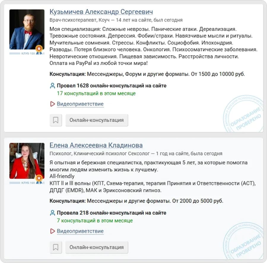 Примеры профилей на форуме B17