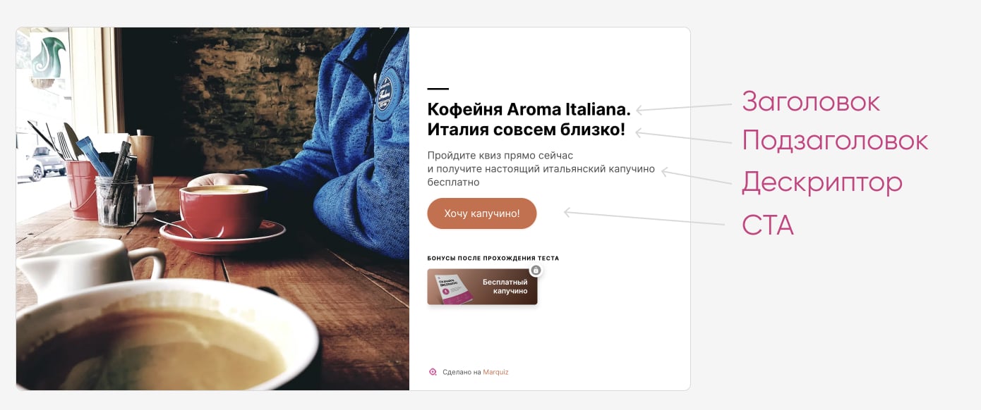 Разбор рекламного заголовка и стартовой страницы в квизе