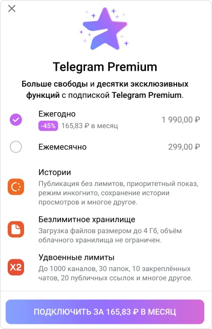 Сколько стоит Telegram Premium