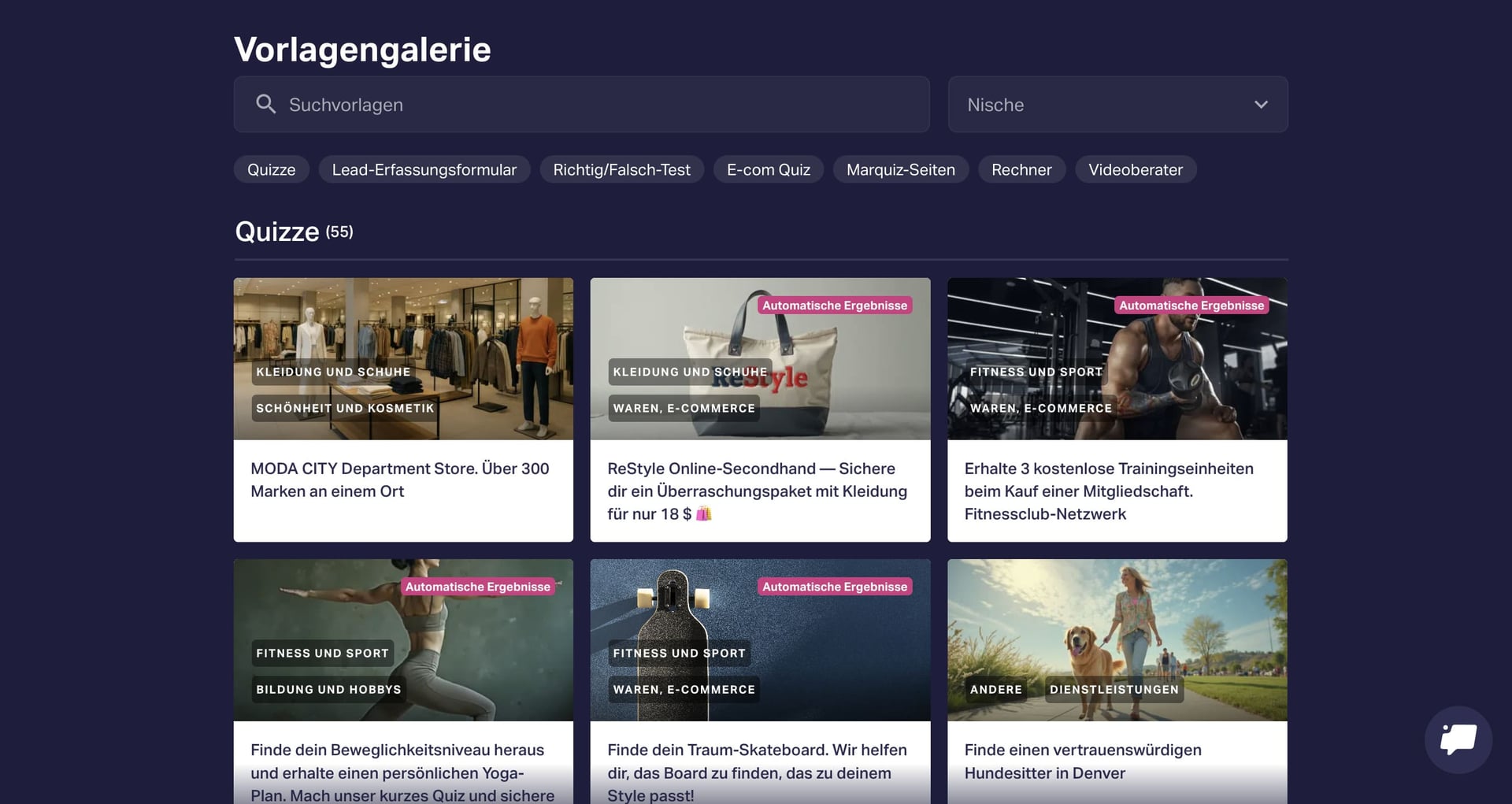 Галерея шаблонов Vorlagengalerie на немецком языке