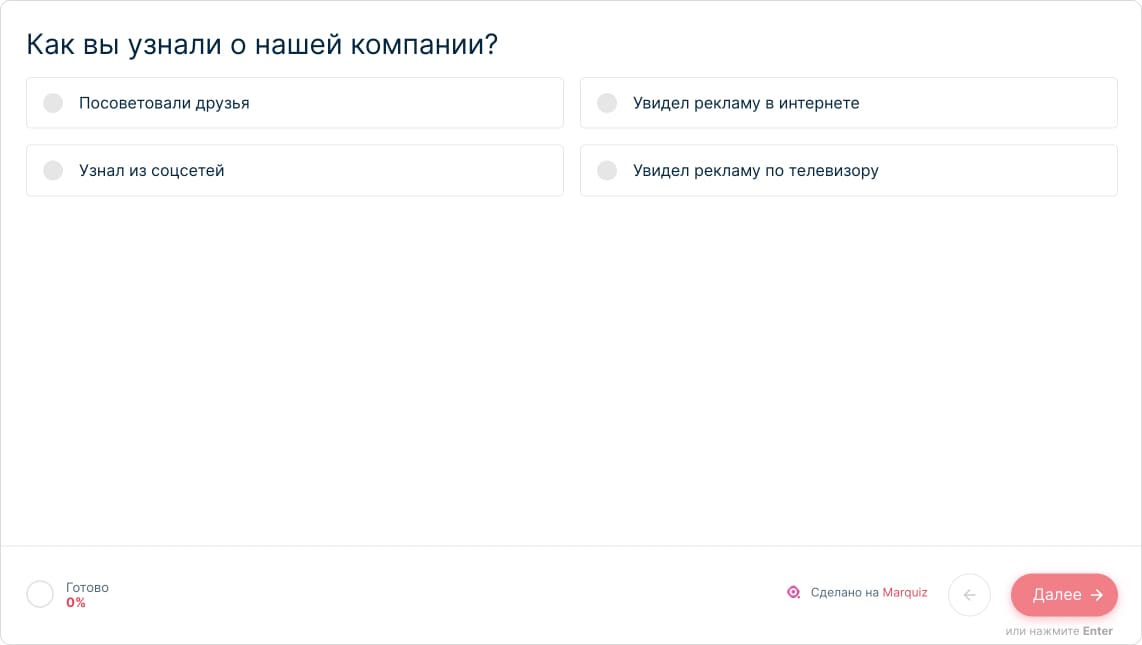 Откуда узнали о компании. Опрос